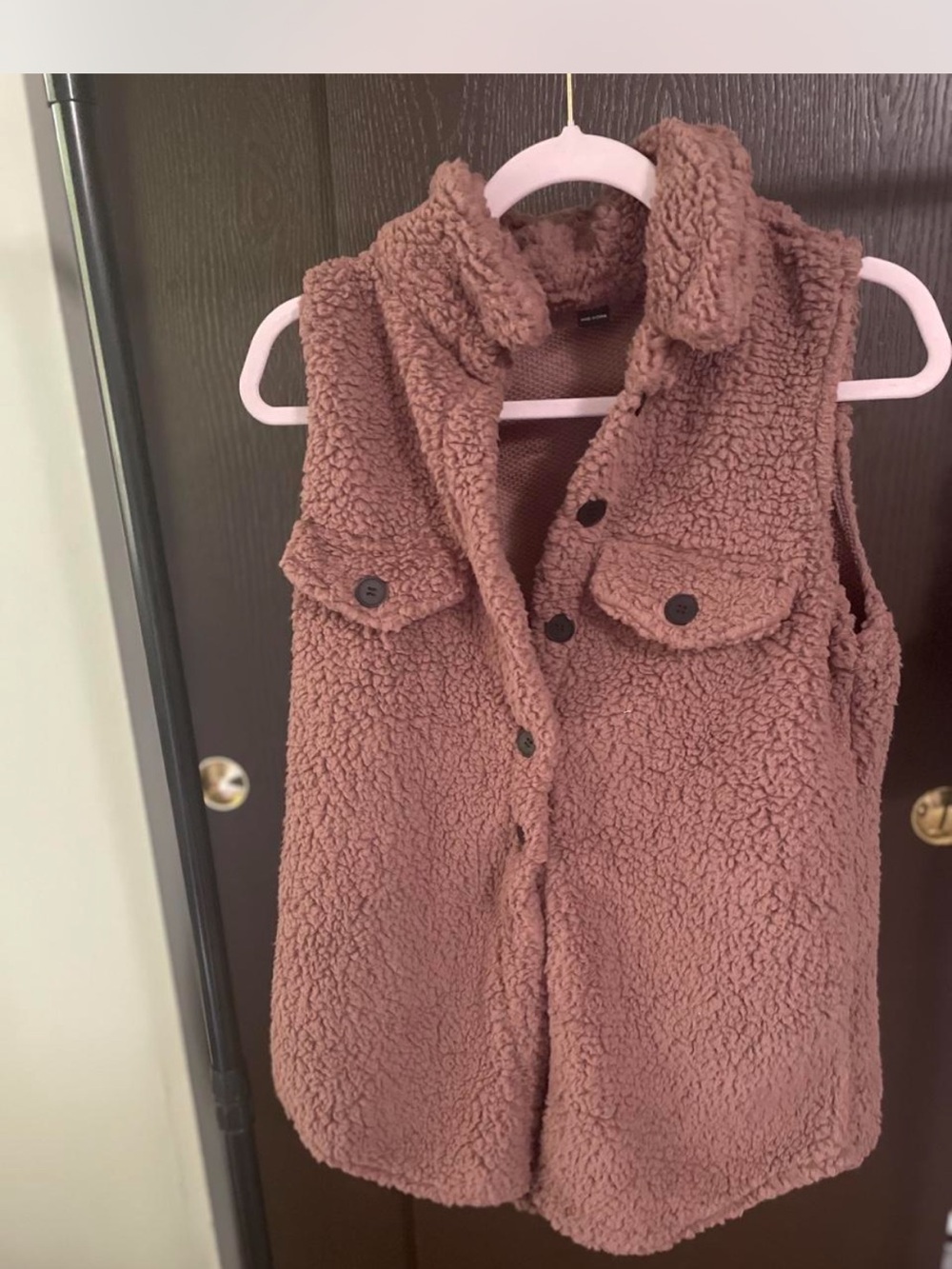 Women’s Sherpa Button-Front Vest - Dusty Rose